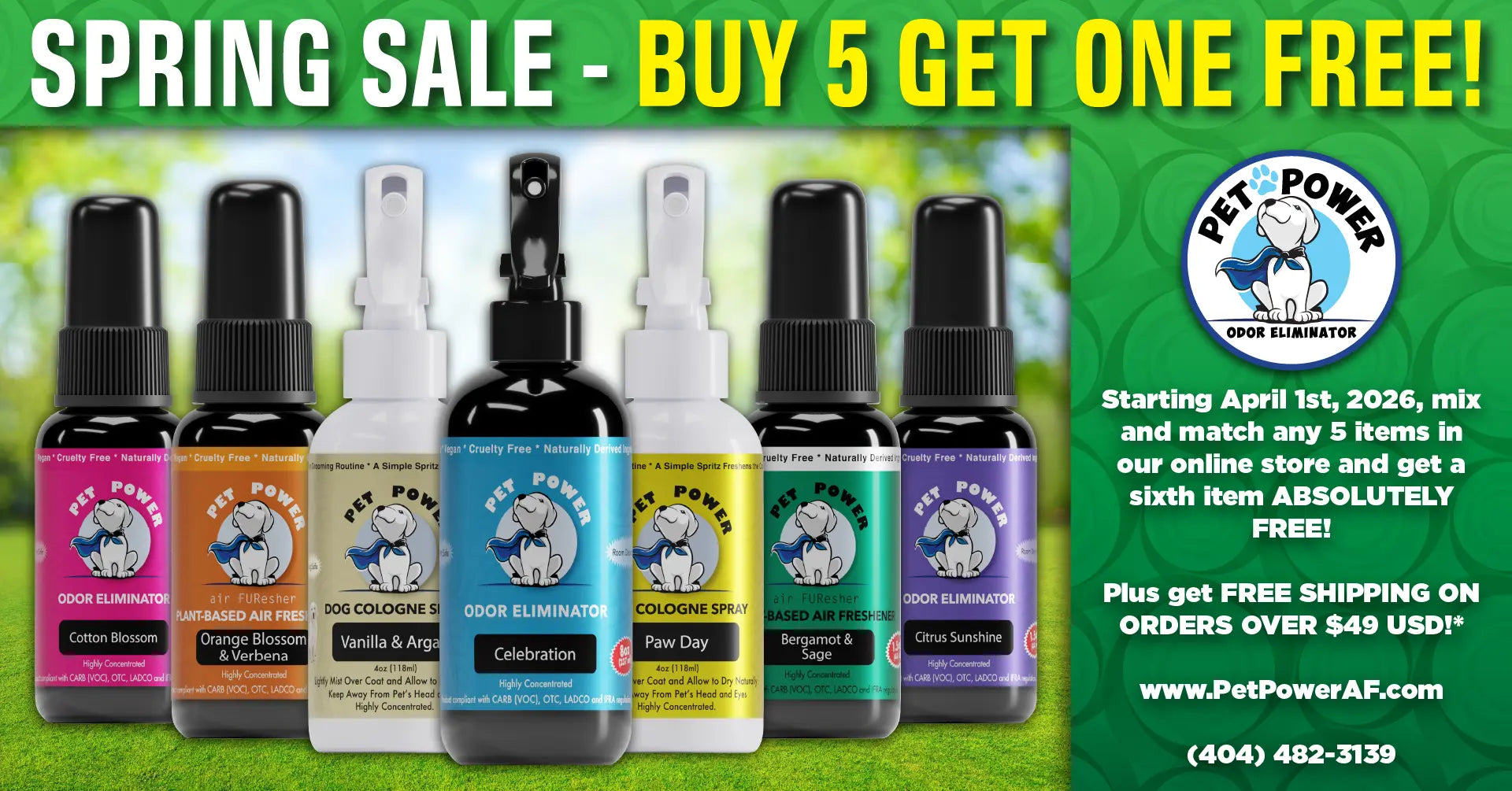 Pet Power Spring Sale, Buy 5 Get One Free, Air Freshener Feature, Landscape