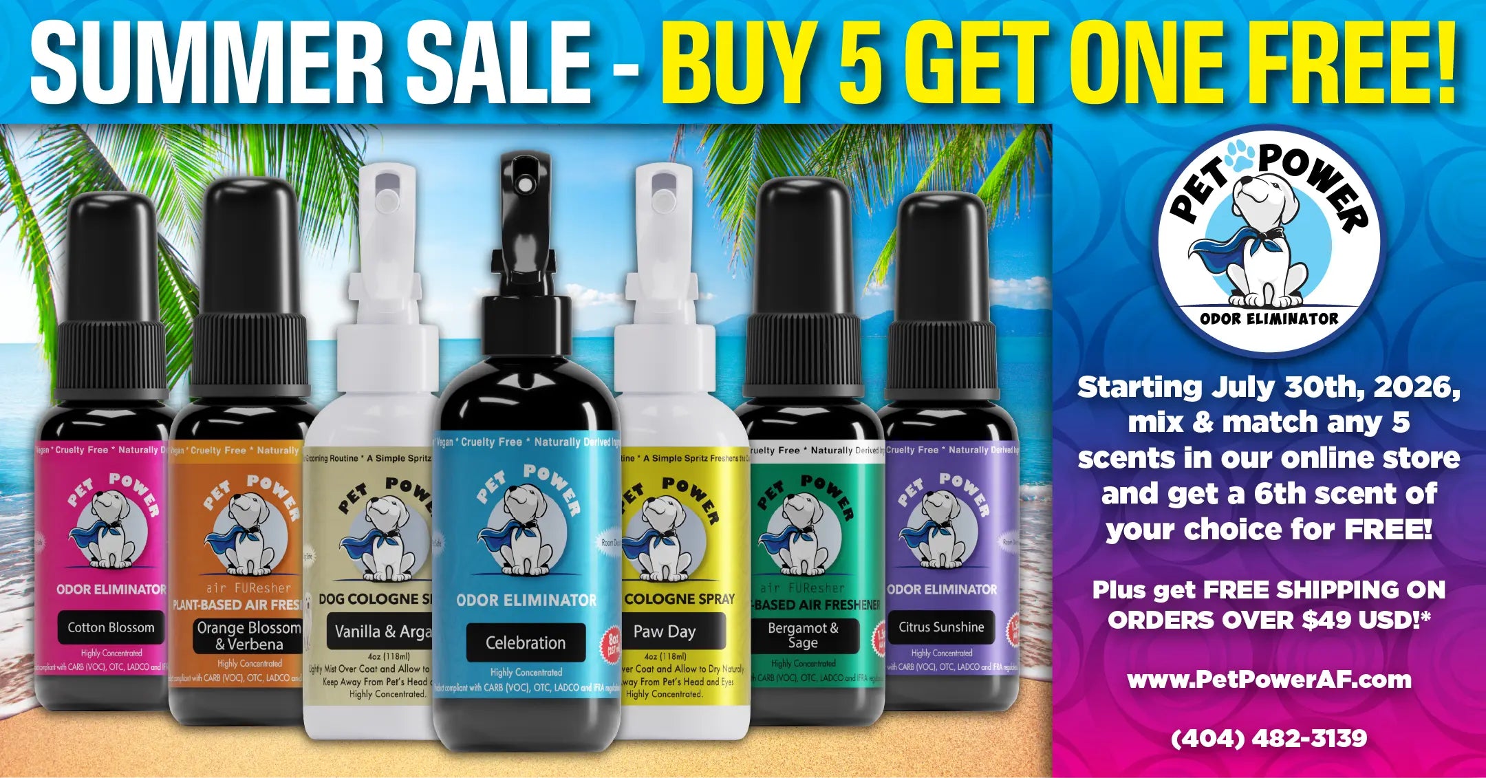 LANDSCAPE BANNER - Summer Sale, Buy 5 Pet Odor Eliminator Sprays Get One Free